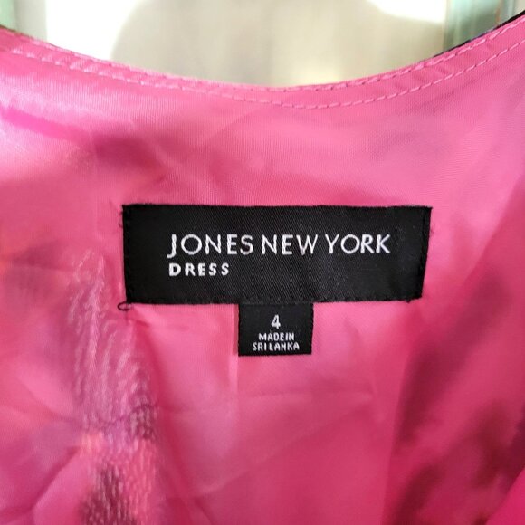 Jones New York Pink Multi Sleeveless A-Line Midi Dress Size 4 - Picture 3 of 5